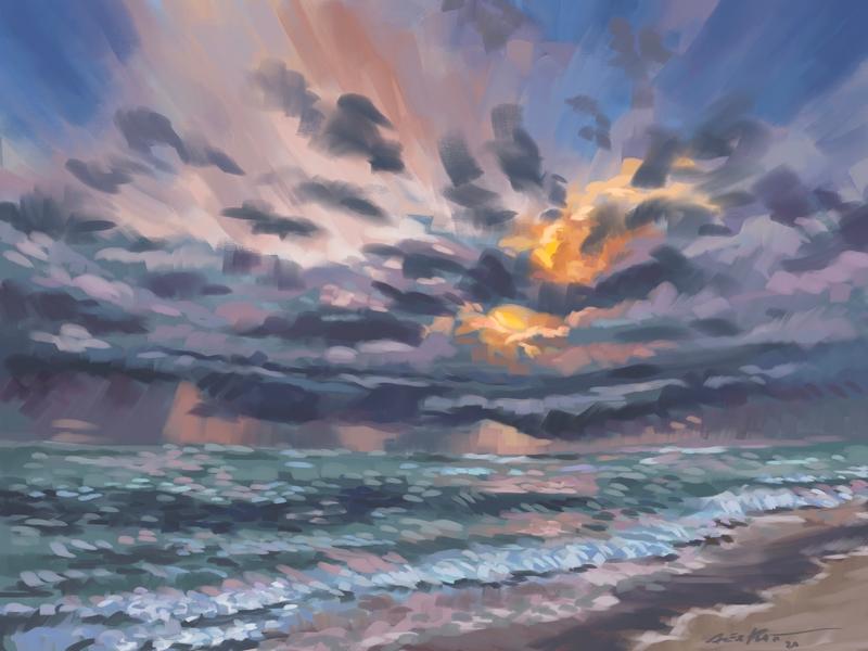 Sunbursts Over the Sea