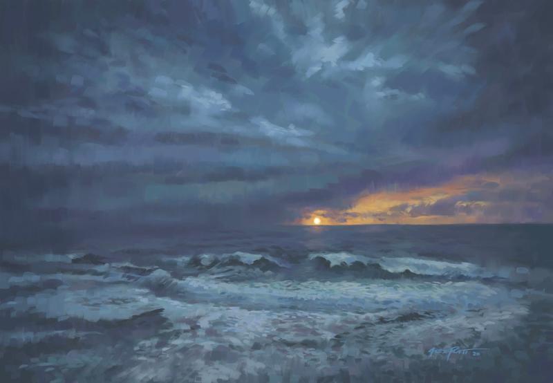 Stormy Seascape Sunset